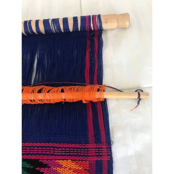 Vtg 1971 Hand Woven Guatemala Textile Art Hung On Sugar Cane 3 Women Multi Color - Picture 5 of 10